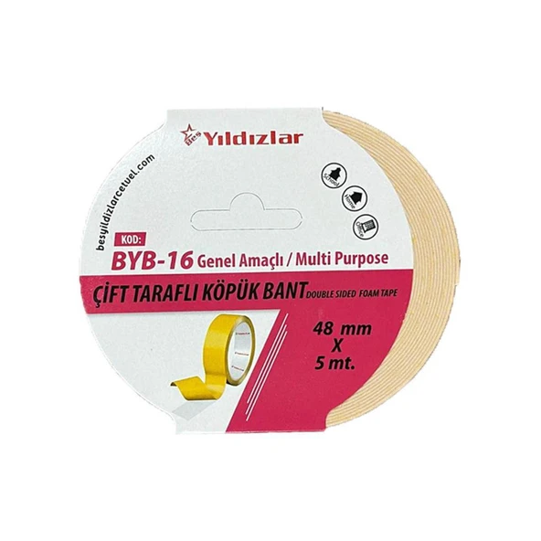 Yıldızlar  Byb-16 Çift Tarafli Köpük Bant 48 Mm*5 Mt ürün görseli 1