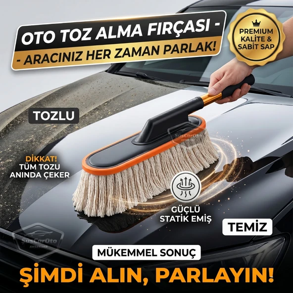 Teleskopik Uzun Saplı Cilalı Araba Temizleme Püskülü 1.Sınıf Oto Toz Alma Fırçası Detay Mopu Mikrofiber Çizmez Pamuk İplik ürün görseli 1