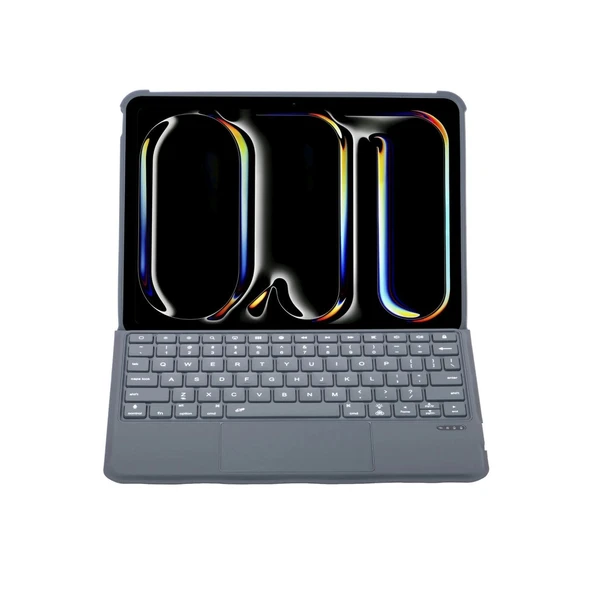 T5510d İpad Pro 13 (2024) Kılıf Palermo Ledli Klyeli Standlı Tablet Kılıfı - Siyah ürün görseli 1