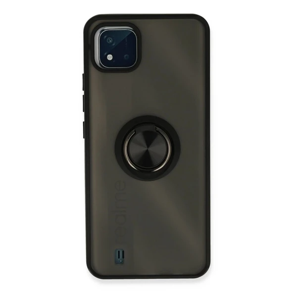 Realme C11 2021 Kılıf Montreal Yüzüklü Kapak - Siyah ürün görseli 1