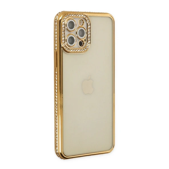 12 Pro Kılıf Joke Taşlı - Gold ürün görseli 1