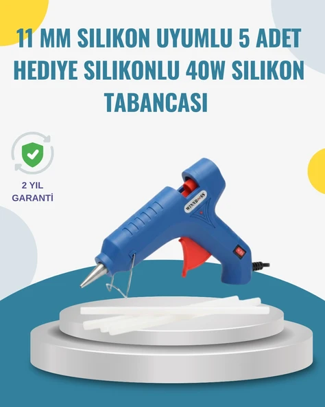 5 Silikon Hediyeli 40W Sıcak Silikon Tabancası Pratik Güçlü Kullanım ürün görseli 1