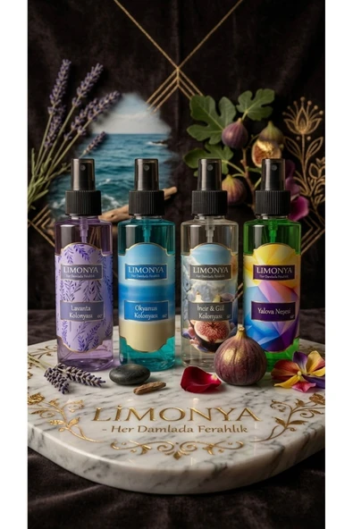 LIMONYA 4'lü Karma Kolonya Seti - Lavanta, Okyanus, İncir & Gül, Yalova Neşesi - 4x150ml ürün görseli 1