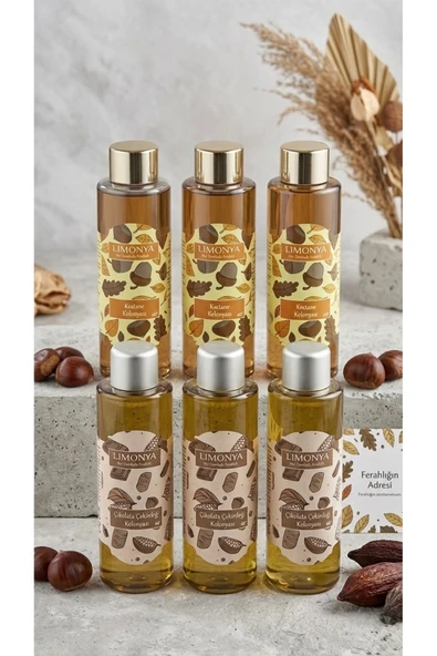 LIMONYA 6'lı Avantaj Paketi - 3 Adet Kestane & 3 Adet Çikolata Çekirdeği Kolonyası 400 ml ürün görseli 1