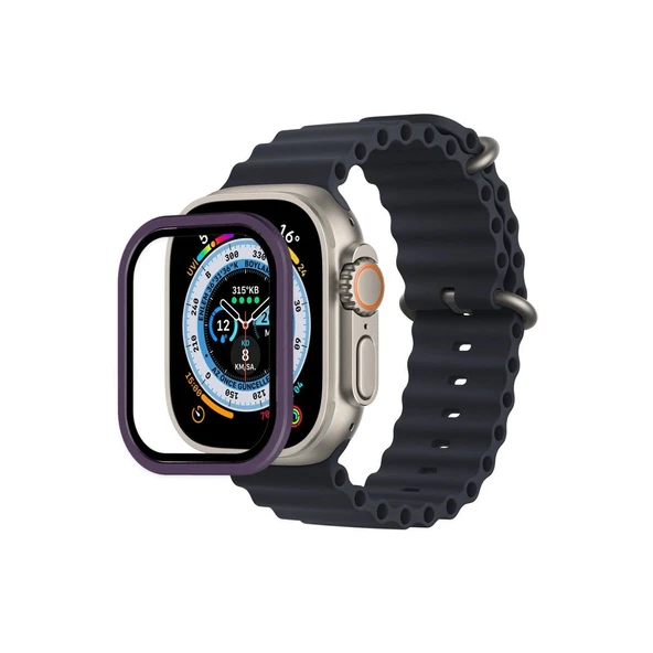 Watch Ultra 49mm Alüminyum Kasa Cam Ekran Koruyucu - Mor ürün görseli 1