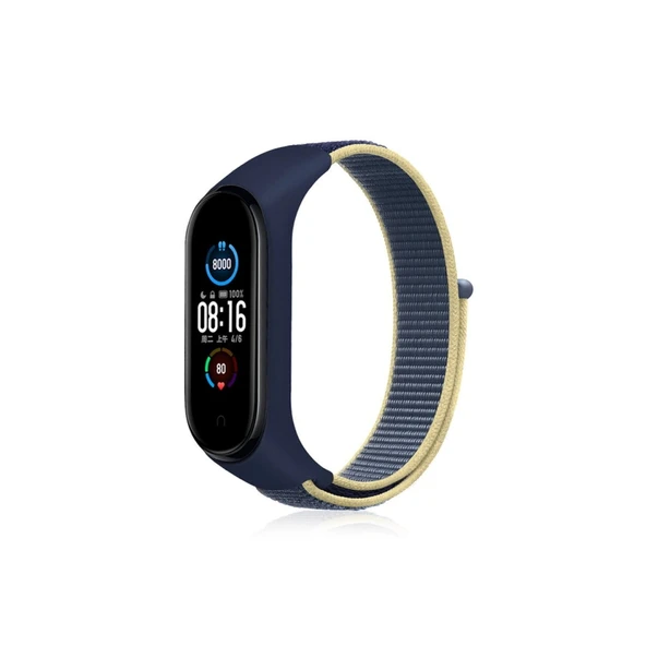 Mi Band 4 Hasırlı Cırtcırtlı Kordon - Sarı-lacivert ürün görseli 1