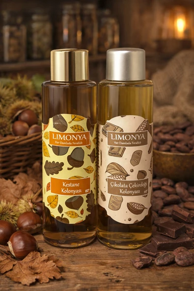 LIMONYA 400ml 2'li Gurme Kolonya Seti - 400ml Kestane & Çikolata Çekirdeği - 60 Derece Kalıcı Esans ürün görseli 1