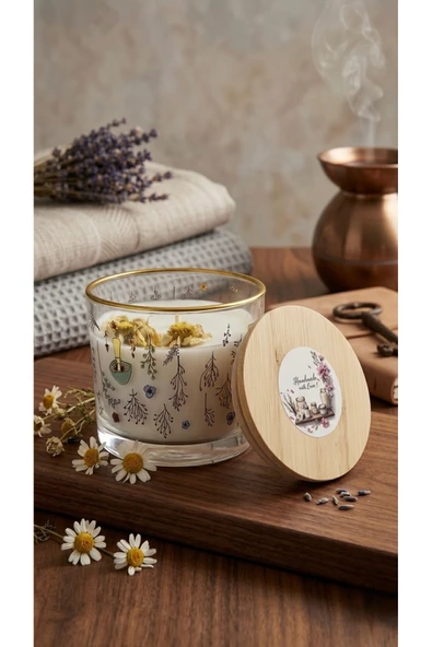 LIMONYA Dekoratif Aromaterapi Mum - Özel Tasarım Cam Kavanoz & El Yapımı Doğal Esanslı Mum ürün görseli 1