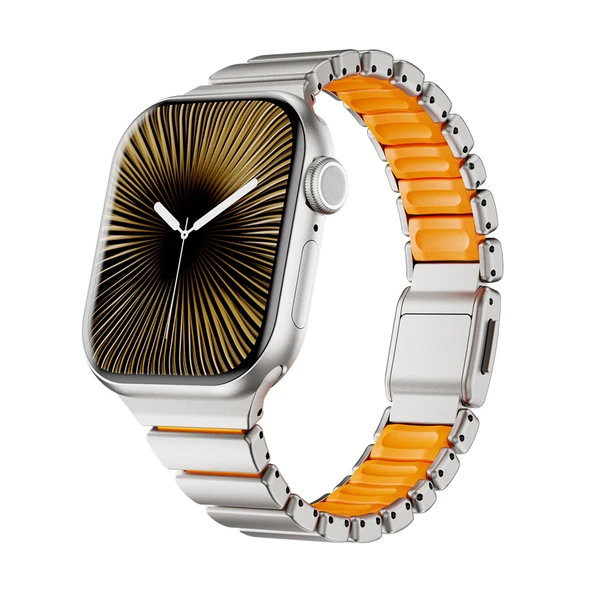 Apple Watch 40mm Uyumlu Kordon Premium Metal Kasa Silikon İç Kısım Tasarım ürün görseli 1
