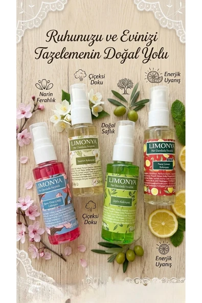 LIMONYA 50 ml 4'lü Karma Kolonya Seti - Özel Çiçek ve Meyve Serisi ürün görseli 1