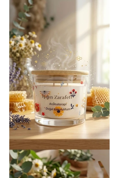 LIMONYA Işığın Zarafeti Doğal Kokulu Aromaterapi Mum - Bambu Kapaklı Cam Tasarım ürün görseli 1