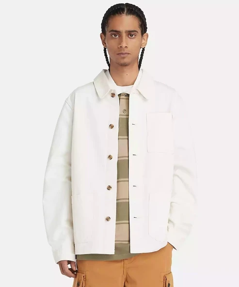 Timberland Washed Canvas Chore Erkek Ceket Beyaz ürün görseli 1