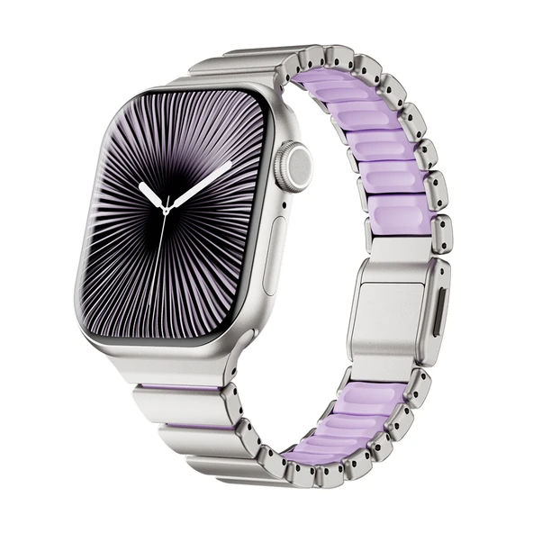 Apple Watch 38mm Uyumlu Kordon Premium Metal Kasa Silikon İç Kısım Tasarım ürün görseli 1