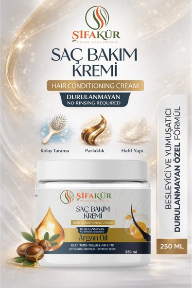 Şifakür Argan Yağlı Sülfatsız Durulanmayan Saç Kremi Besleyici Bakım Kolay Tarama 250ml ürün görseli 1