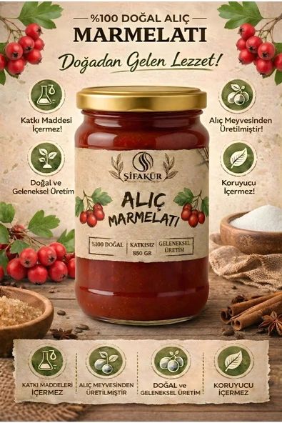 Şifakür Alıç Marmelatı Şeker İlavesiz Katkısız Doğal Kahvaltılık 850g ürün görseli 1