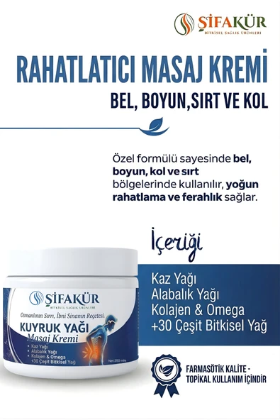 Şifakür Kuyruk Yağı Kaz Alabalık Yağlı Bel Boyun Diz Masaj Kremi 350ml ürün görseli 1