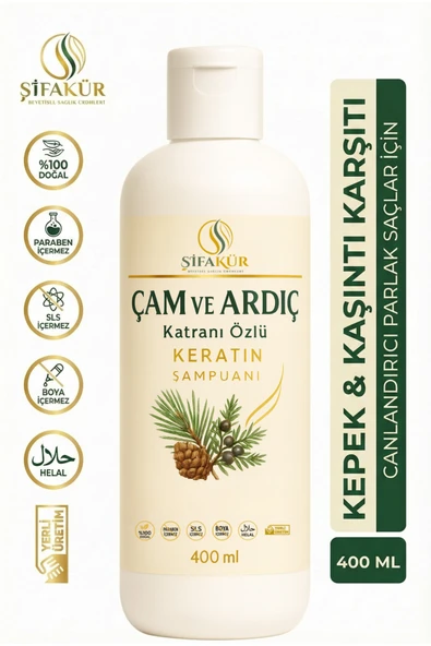 Şifakür Çam Ardıç Katranlı Keratin Şampuan Kepek Karşıtı Tuzsuz 400ml ürün görseli 1