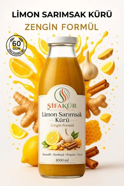 Şifakür Limon Sarımsak Kürü 1000ml | 60 Gün Dinlendirilmiş Propolis Zencefil Zerdeçal Tarçınlı Deste ürün görseli 1
