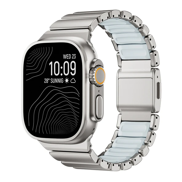 Apple Watch Ultra 49mm Uyumlu Kordon Metal Kasa Silikon İç Kısım Tasarım ürün görseli 1