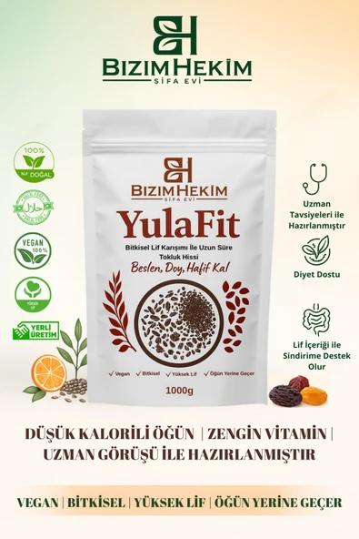 YulaFit Kalorisiz çiğ Tok Tutan Lif Karışımı Yulaf Kepeği unu Vegan 1000g ürün görseli 1