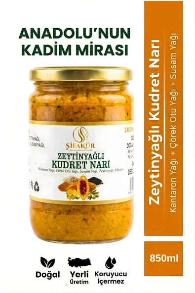 Şifakür Kudret Narı Püresi Zeytinyağlı Kantaron Çörek Otu Susam Yağlı Doğal Karışım 850ml ürün görseli 1