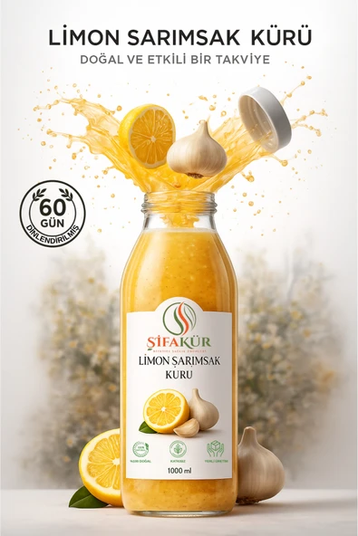 Şifakür Limon Sarımsak Kürü 60 Gün Dinlendirilmiş Doğal İçerikli Geleneksel Formül 1000ml ürün görseli 1