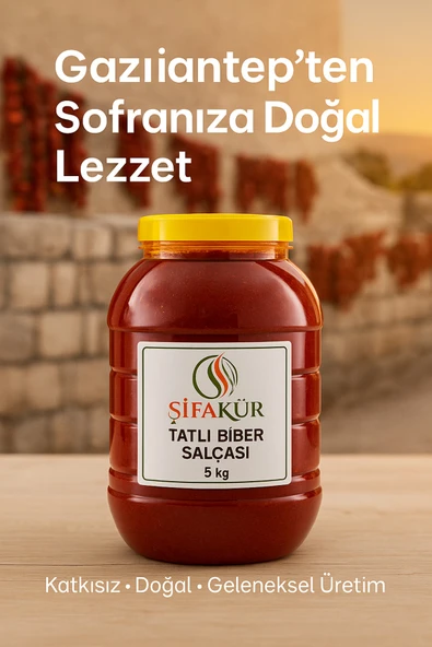 Şifakür Tatlı Biber Salçası Güneşte Kurutulmuş Doğal Gaziantep Ev Yapımı Yemeklik 5 KG ürün görseli 1