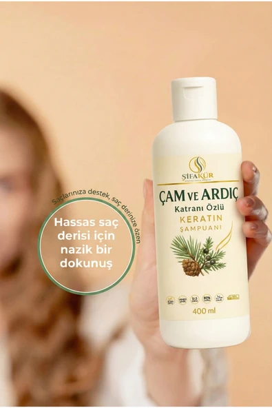 Şifakür Çam Ardıç Katranlı Keratin Şampuan Kepek Karşıtı Tuzsuz 400ml - Resim 5
