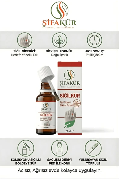 Siğilkür Siğil Giderici Bitkisel Solüsyon 20ml - Törpü ve Koruyucu Pedli Tam Bakım Seti ürün görseli 1