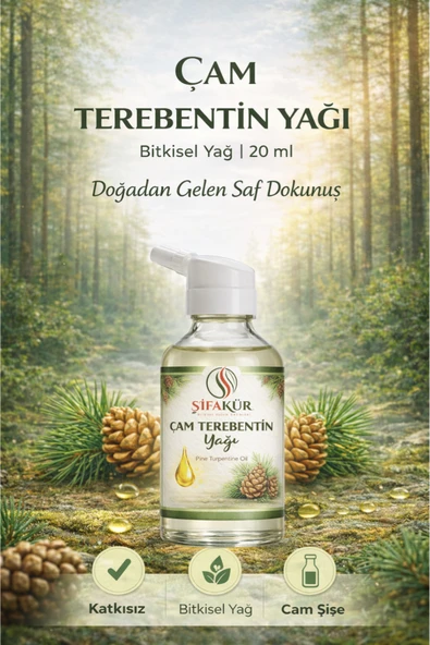 Şifakür Çam Terebentin Yağı %100 Saf Doğal Damlalıklı Cilt Saç Masaj Bakımı 20ml ürün görseli 1