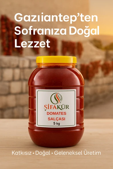 Şifakür Gaziantep Domates Salçası Doğal Güneşte Kurutulmuş Yoğun 5 KG ürün görseli 1