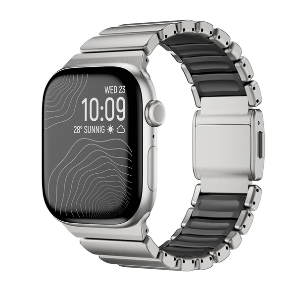 Apple Watch 10 46mm Uyumlu Kordon Metal Kasa Silikon İç Kısım Tasarım ürün görseli 1