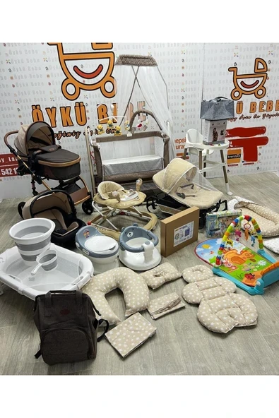 ÖYKÜ BEBEK DUNYASI 30 Parça Gold Pluss Bebek Çeyiz Seti Bebeğiniz İçin Gerekli Olan Herşey Full Set ürün görseli 1