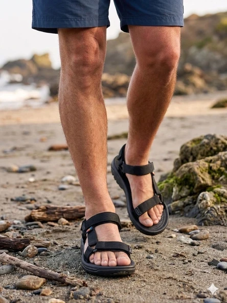 Günlük Unisex Cırtlı Sandalet Rahat Hafif Tabanlı Outdoor Esnek  Ayakkabı 125M ürün görseli 1