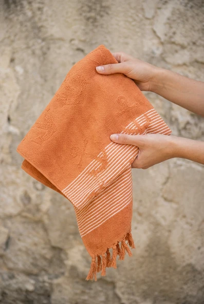Cotton Collection Bukle Plaj Havlusu Çapa Orange - Resim 3