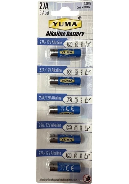 Yuma 27a Mn27 V27a V27ga 12 Volt Alkalin Pil 5 Li Paket ürün görseli 1