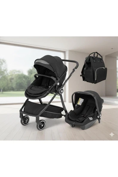 ÖYKÜ BEBEK DUNYASI 4'lü Set / Comfy Life Seyahat Sistem Bebek Arabası / Oto Koltuğu / Bebek Bakım Çantası / Yağmurluk ürün görseli 1