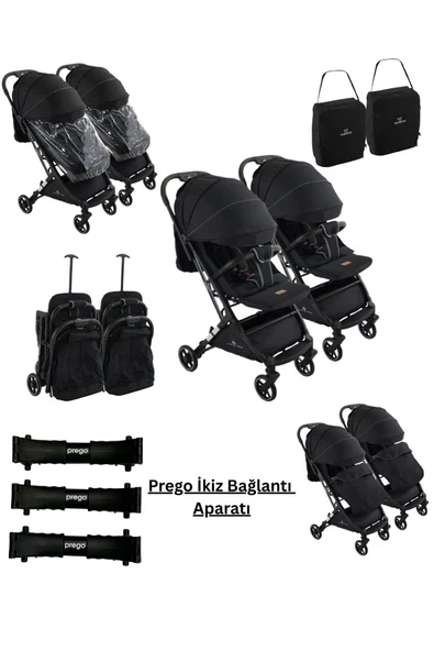 ÖYKÜ BEBEK DUNYASI Ayrılıp Birleşebilen Kabin Boy İkiz Bebek Arabası( 2 Adet Yağmurluk Ve Ayak Örtüsü Hediyeli) ürün görseli 1