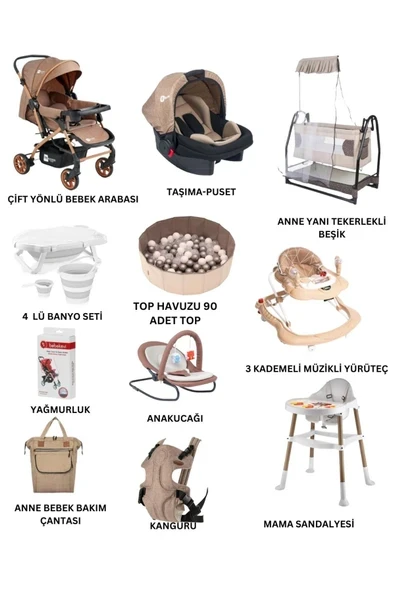 ÖYKÜ BEBEK DUNYASI unısex Çıtır Yeni Doğan Bebek Çeyiz Seti Bebek Arabası Anne Yanı Beşik Anakucağı Mama Sanda 14 Parça ürün görseli 1