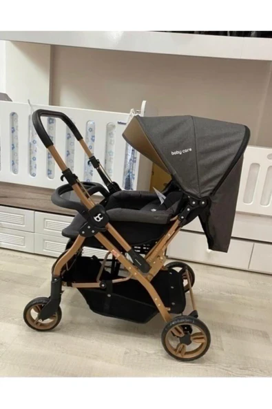 Baby Care Çift Yönlü Bebek Arabası Bc 65 Gold Siyah ürün görseli 1