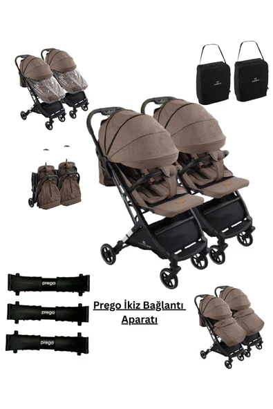 ÖYKÜ BEBEK DUNYASI Ayrılıp Birleşebilen Kabin Boy İkiz Bebek Arabası( 2 Adet Yağmurluk Ve Ayak Örtüsü Hediyeli) ürün görseli 1