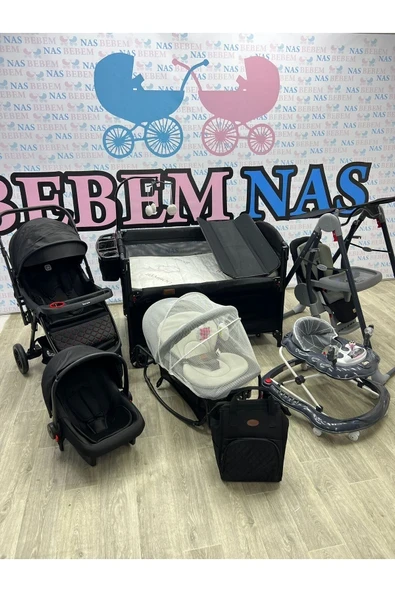 bebemnas Tweeter Yeni Doğan Bebek Çeyiz Seti (bebekarabası-puset-çanta-parkbeşik+salıncak+anadizi+yürüteç) ürün görseli 1