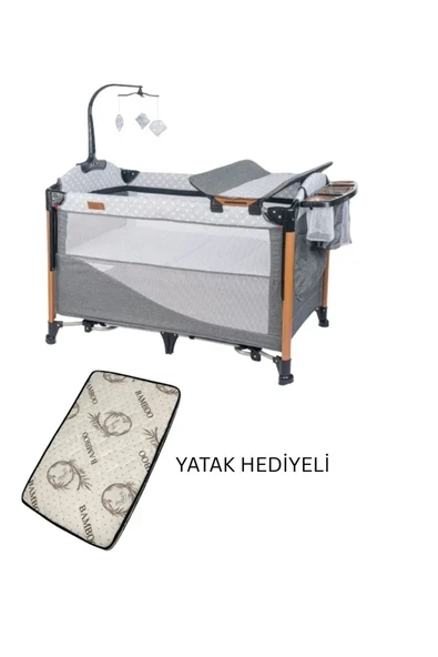 ÖYKÜ BEBEK DUNYASI Anne Yanı Asansörlü Yatak Hediyeli (+Alümiyum Gövde+3 Kademeli Anne Yanı Ayarı+) Sallanır ParkBeşik ürün görseli 1