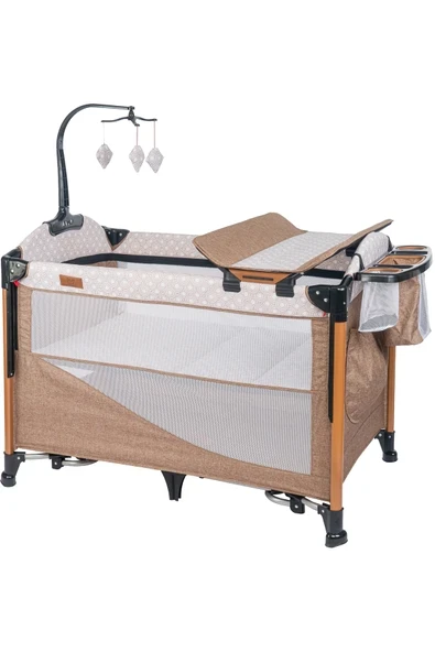 Mamma Luxury Alüminyum Anne Yanı Organizerli Dönenceli Park Yatak Beşik 70 x 110 cm. ürün görseli 1