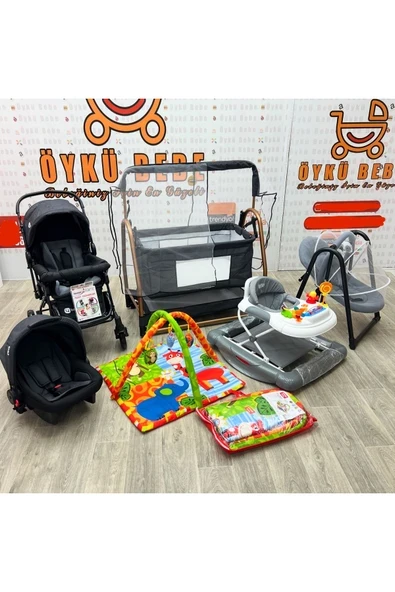ÖYKÜ BEBEK DUNYASI ROCCO ÇEYİZ SETİ+ BEBEK ARABASI+PUSET+BEŞİK+YÜRÜTEÇ+SALINCAK+OYUN HALISI ürün görseli 1