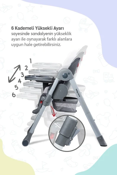 Baby Care Flex Mama Sandalyesi (ANTRASİT) - Resim 3