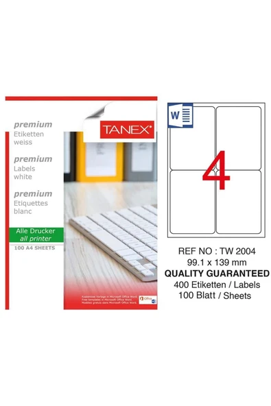 Tanex Tw-2004 99,1X139 Mm Laser Etiket 100Lü ürün görseli 1