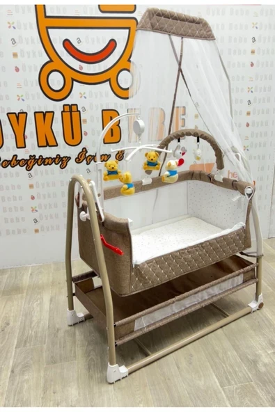 ÖYKÜ BEBEK DUNYASI MÜZİKLİ DÖNENCE HEDİYELİ ANNE YANI SALLANIR - SABİTLENİR BEŞİK ürün görseli 1