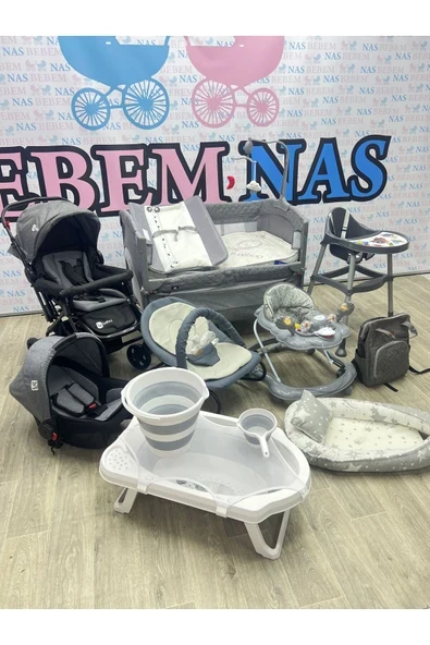 bebemnas 17 PARÇA DUFFY YENİ DOĞAN BEBEK ÇEYİZ SETİ FULL SET (mama sandalyesi-yürüteç-park beşik- araba) ürün görseli 1