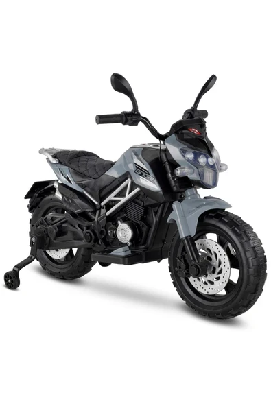 BabyHope 447 Motocross Akülü Motor Çocuk Motoru Gri ürün görseli 1